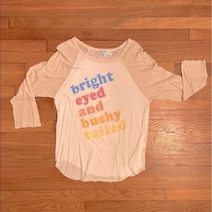 Wildfox Bright Eyed and Bushy Tailed Raglan Tee Size S